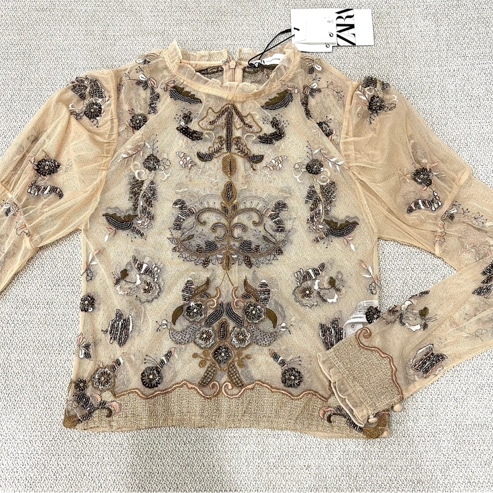 NWT Zara Embroidered Blouse